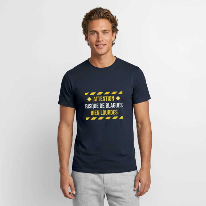 T-shirt homme - Risque de blagues bien lourdes - marine - front