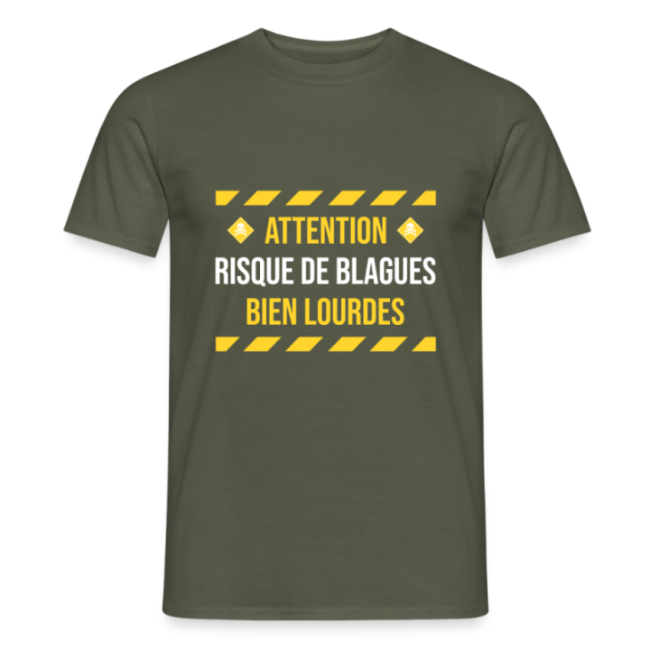 T-shirt homme - Risque de blagues bien lourdes - vert militaire - front