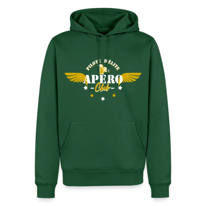 Sweat-shirt à capuche premium homme - Apéro club - vert bouteille - front