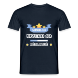 T-shirt homme - Level-up: Niveau 40 ans débloqué