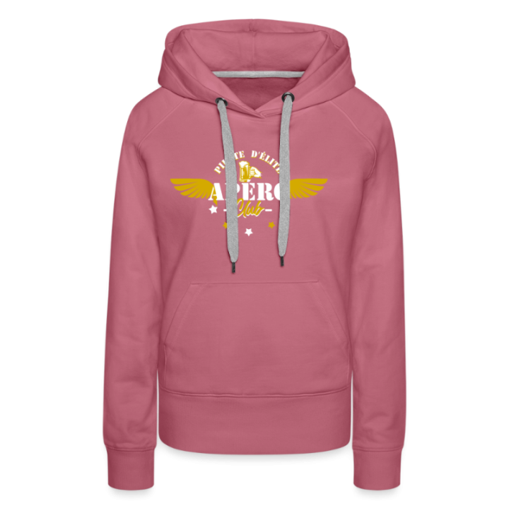 Sweat-shirt à capuche premium femme - Apéro club - mauve - front