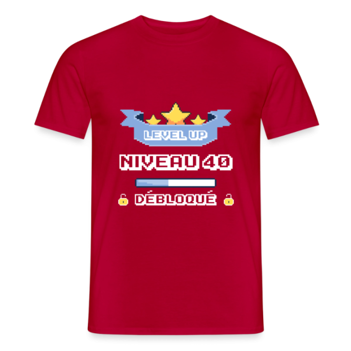 T-shirt homme - Level-up: Niveau 40 ans débloqué - rouge - front