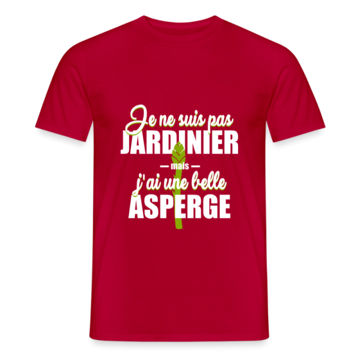 T-shirt homme - J'ai une belle asperge - rouge - front