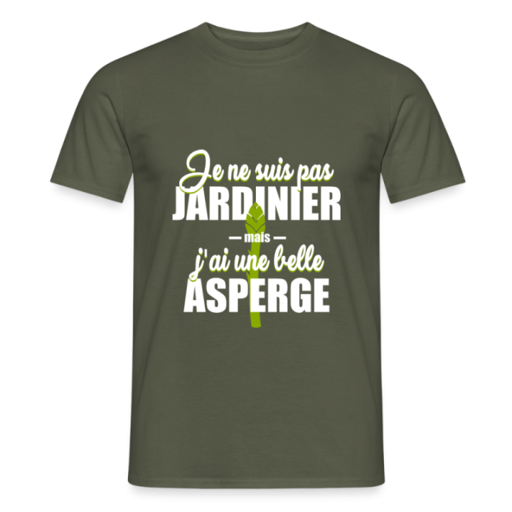 T-shirt homme - J'ai une belle asperge - vert militaire - front