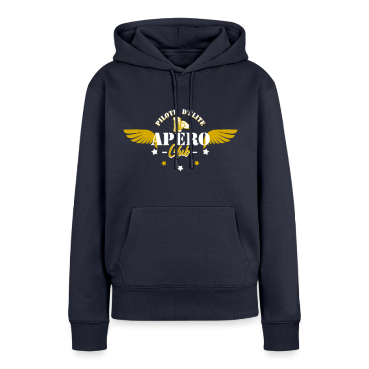 Sweat-shirt à capuche premium femme - Apéro club - bleu marine - front