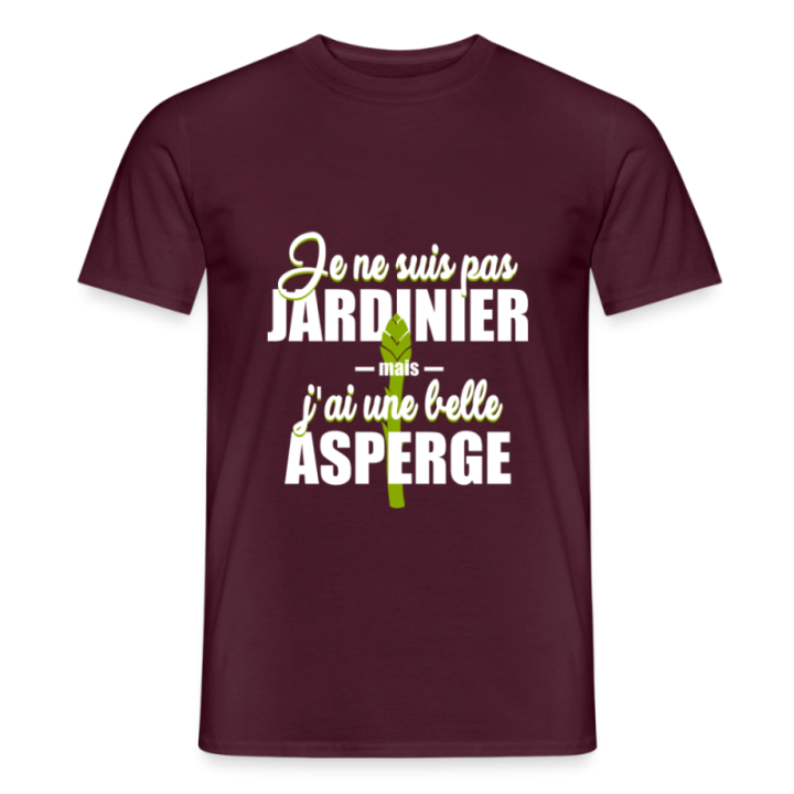 T-shirt homme - J'ai une belle asperge - rouge brique - front