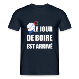 T-shirt homme - Le jour de boire est arrivé - marine - front