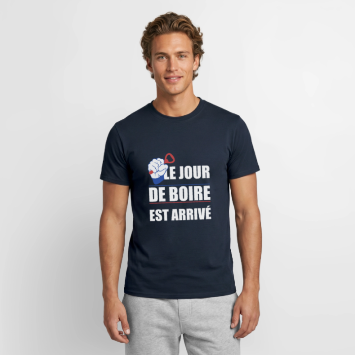 T-shirt homme - Le jour de boire est arrivé - marine - front