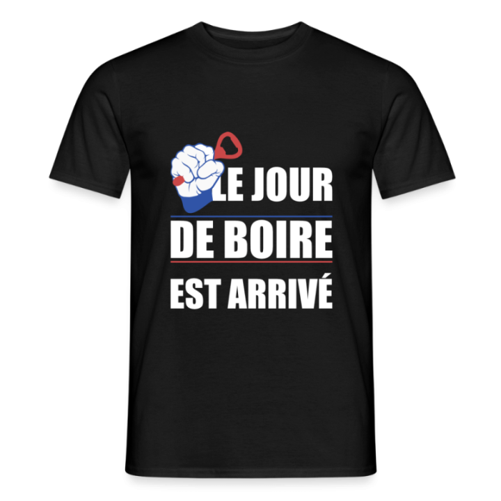 T-shirt homme - Le jour de boire est arrivé - noir - front