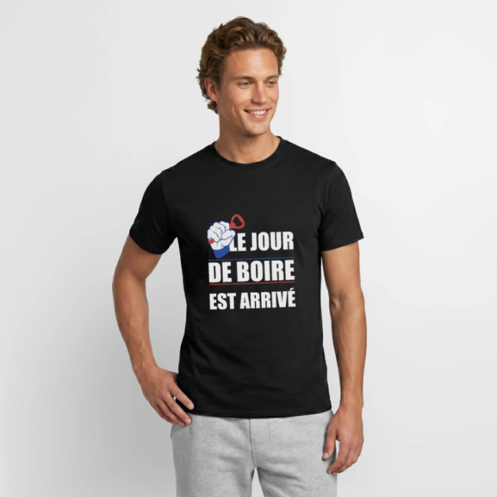 T-shirt homme - Le jour de boire est arrivé - noir - front