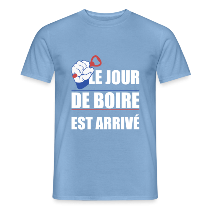 T-shirt homme - Le jour de boire est arrivé - carolina blue - front