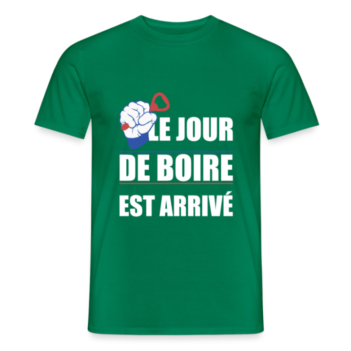 T-shirt homme - Le jour de boire est arrivé - vert - front