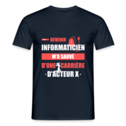 T-shirt homme - Devenir informaticien m'a sauvé - marine - front