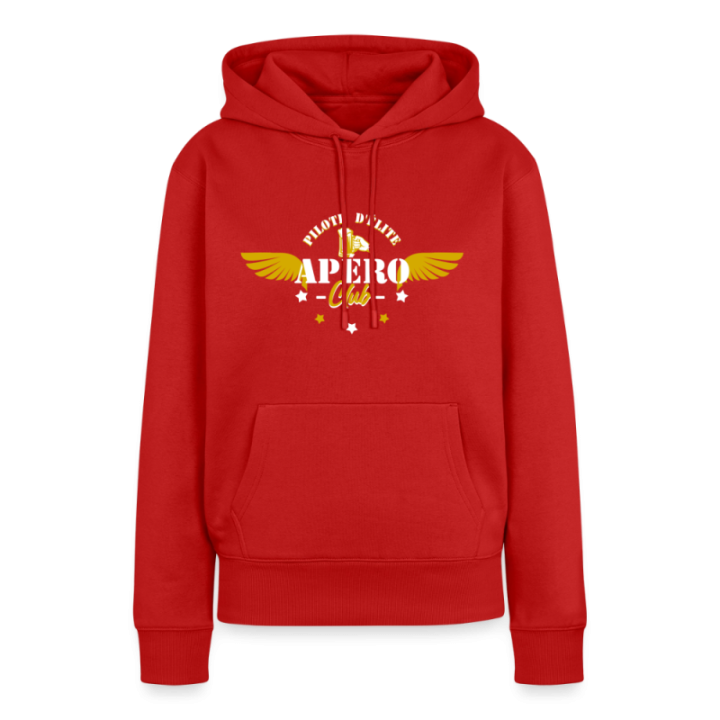 Sweat-shirt à capuche premium femme - Apéro club - rouge - front