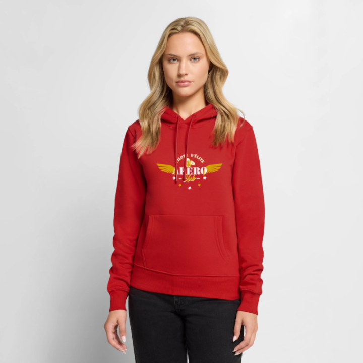 Sweat-shirt à capuche premium femme - Apéro club - rouge - front