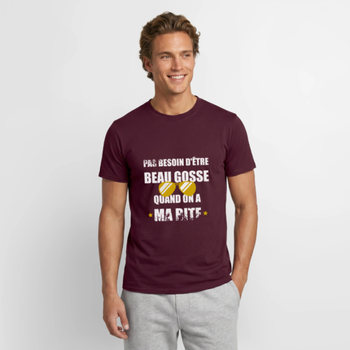 T-shirt homme - Pas besoin d'être beau gosse quand on a ma ... - rouge brique - front