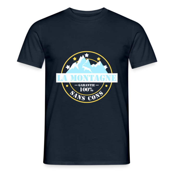 T-shirt homme - La montagne: Garantie sans cons - marine - front