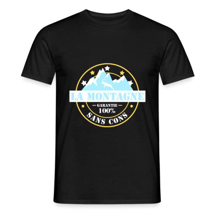 T-shirt homme - La montagne: Garantie sans cons - noir - front