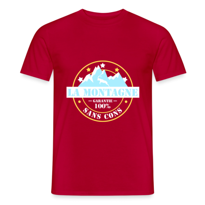T-shirt homme - La montagne: Garantie sans cons - rouge - front