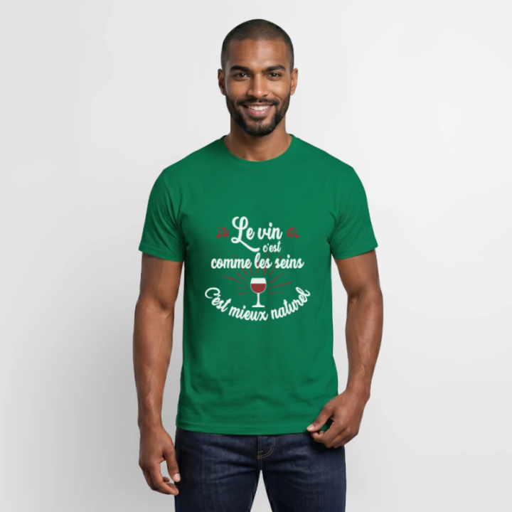 T-shirt homme - Le vin c'est mieux naturel - vert - front