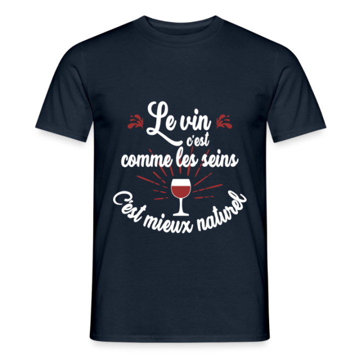 T-shirt homme - Le vin c'est mieux naturel - marine - front