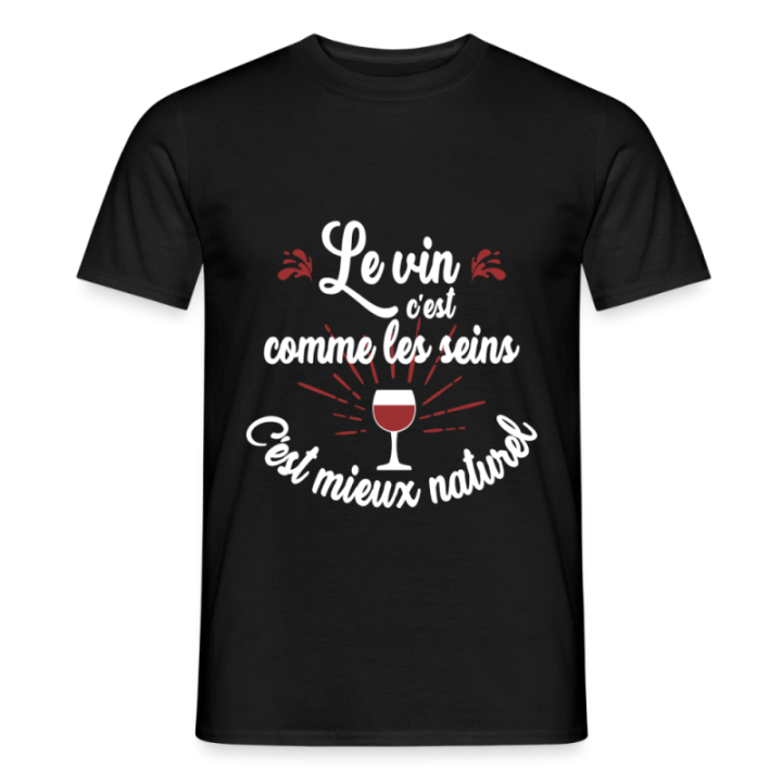 T-shirt homme - Le vin c'est mieux naturel - noir - front
