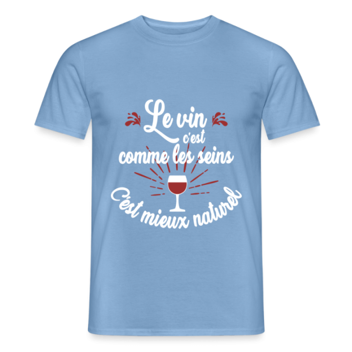 T-shirt homme - Le vin c'est mieux naturel - carolina blue - front