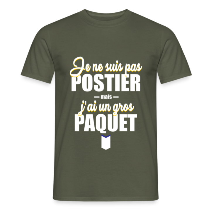 T-shirt homme - J'ai un gros paquet - vert militaire - front