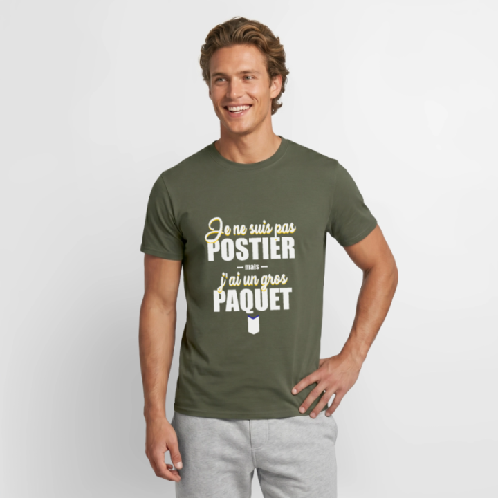 T-shirt homme - J'ai un gros paquet - vert militaire - front