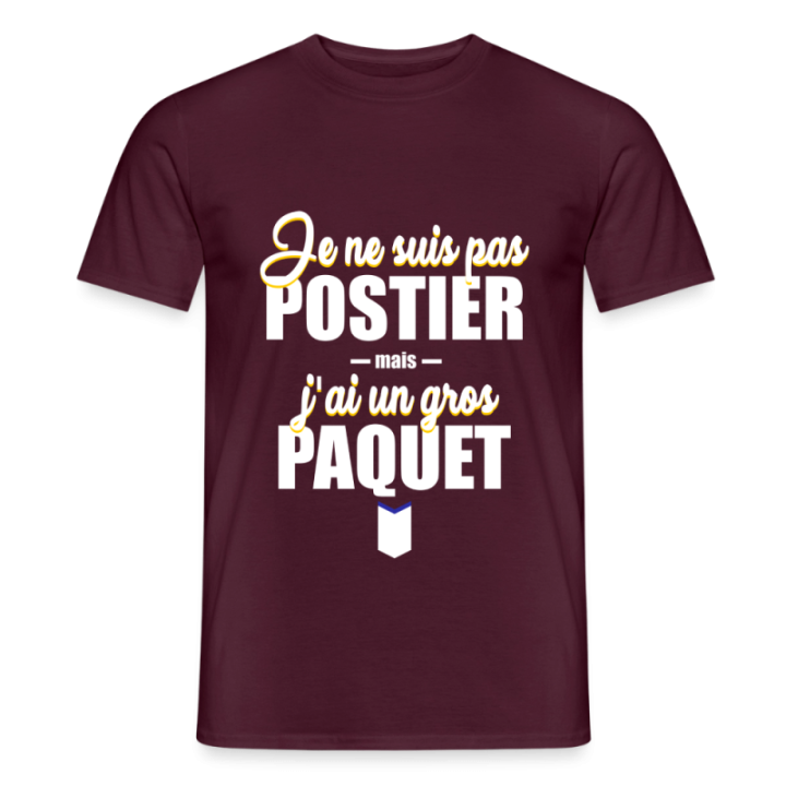 T-shirt homme - J'ai un gros paquet - rouge brique - front