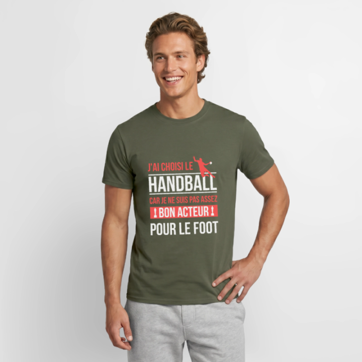 T-shirt homme - J'ai choisi le handball - vert militaire - front
