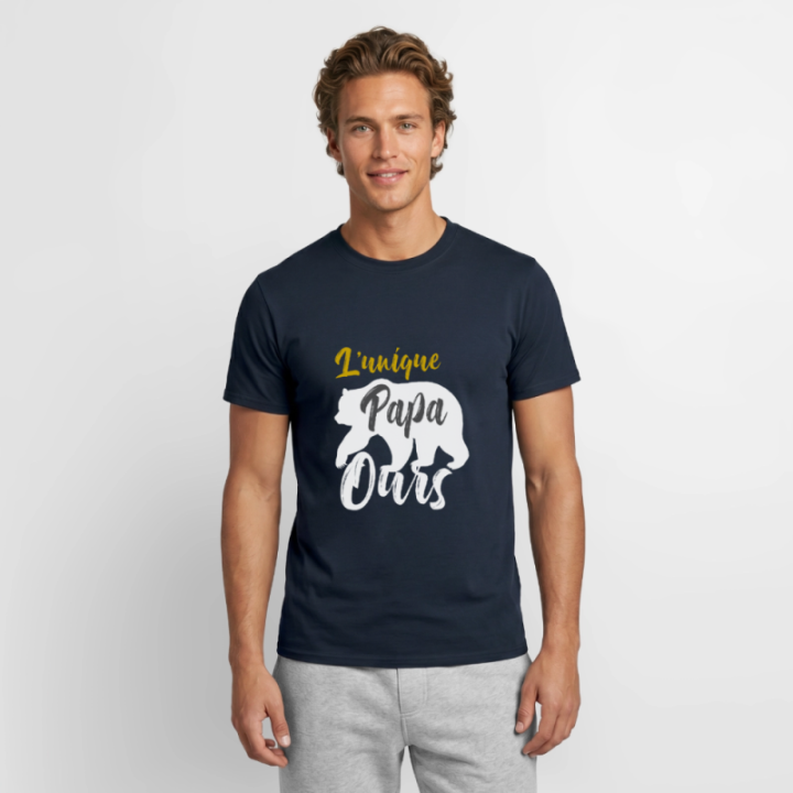 T-shirt homme - L'unique papa ours - marine - front