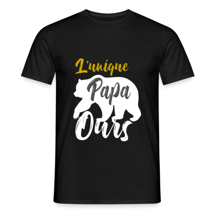 T-shirt homme - L'unique papa ours - noir - front