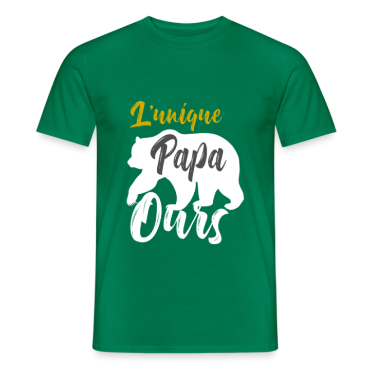 T-shirt homme - L'unique papa ours - vert - front
