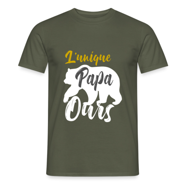 T-shirt homme - L'unique papa ours - vert militaire - front