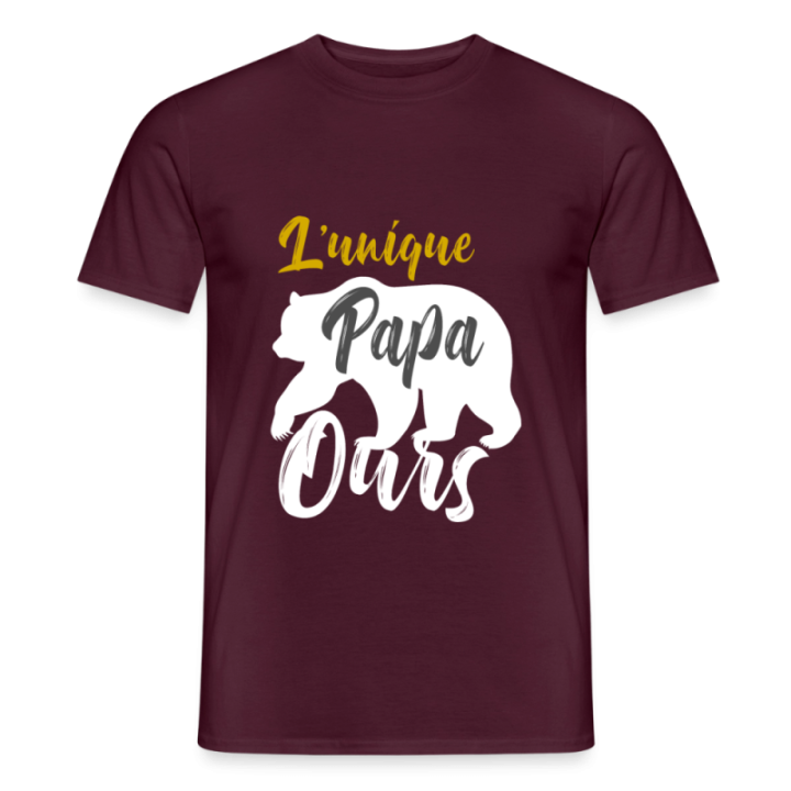 T-shirt homme - L'unique papa ours - rouge brique - front