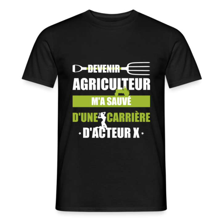 T-shirt homme - Devenir agriculteur m'a sauvé - noir - front