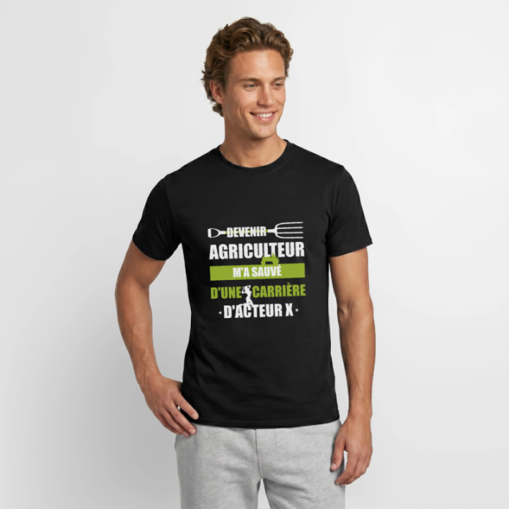 T-shirt homme - Devenir agriculteur m'a sauvé - noir - front