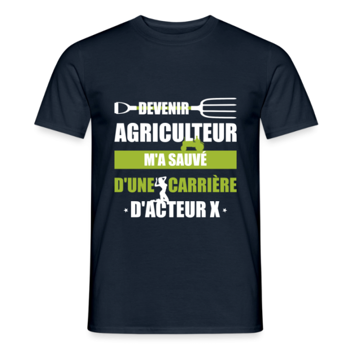 T-shirt homme - Devenir agriculteur m'a sauvé - marine - front