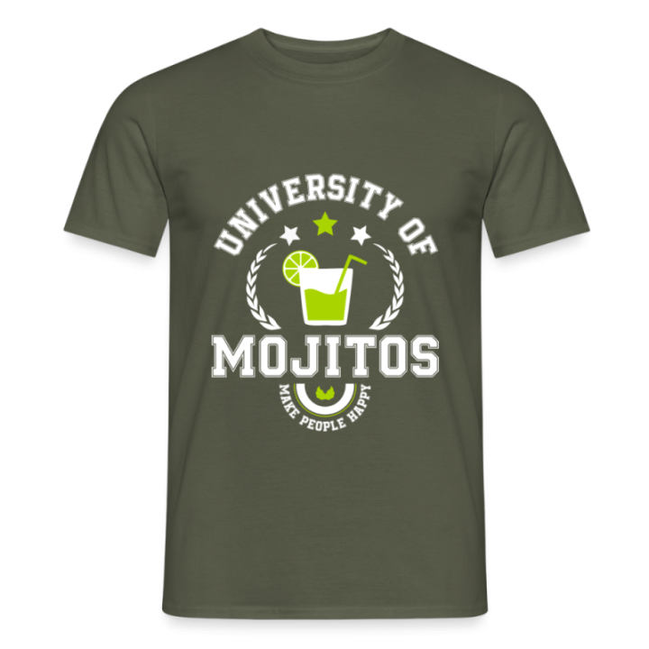 T-shirt homme - University of mojitos - vert militaire - front
