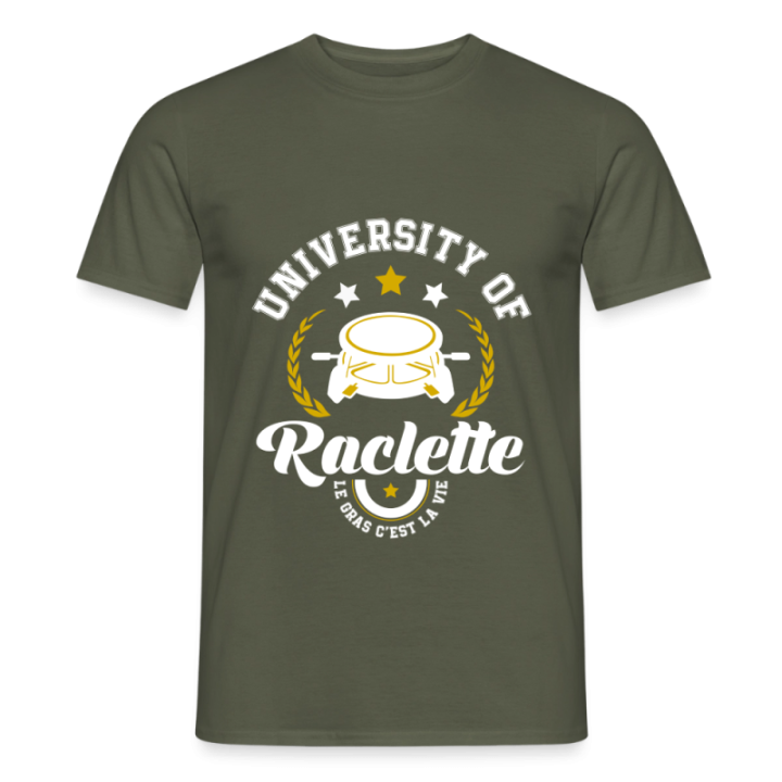 T-shirt homme - University of raclette - vert militaire - front