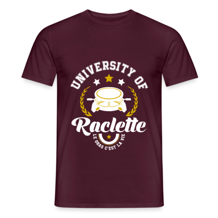 T-shirt homme - University of raclette - rouge brique - front