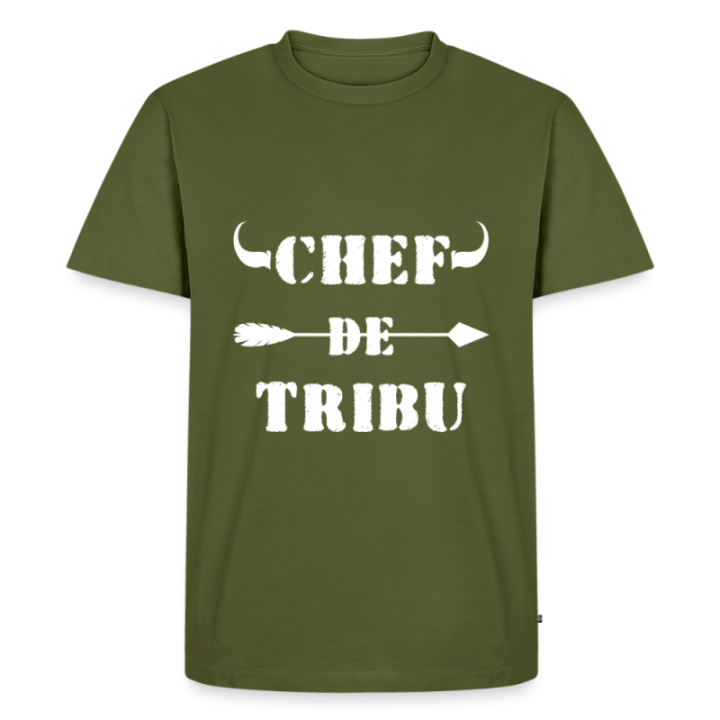 T-shirt premium homme - Chef de tribu - kaki - front