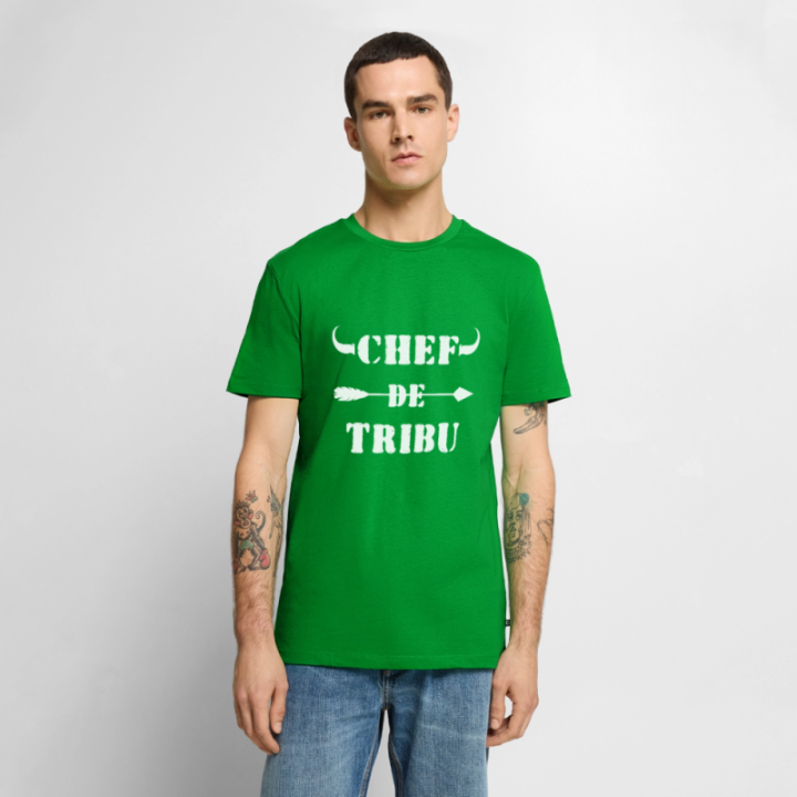 T-shirt premium homme - Chef de tribu - vert - front