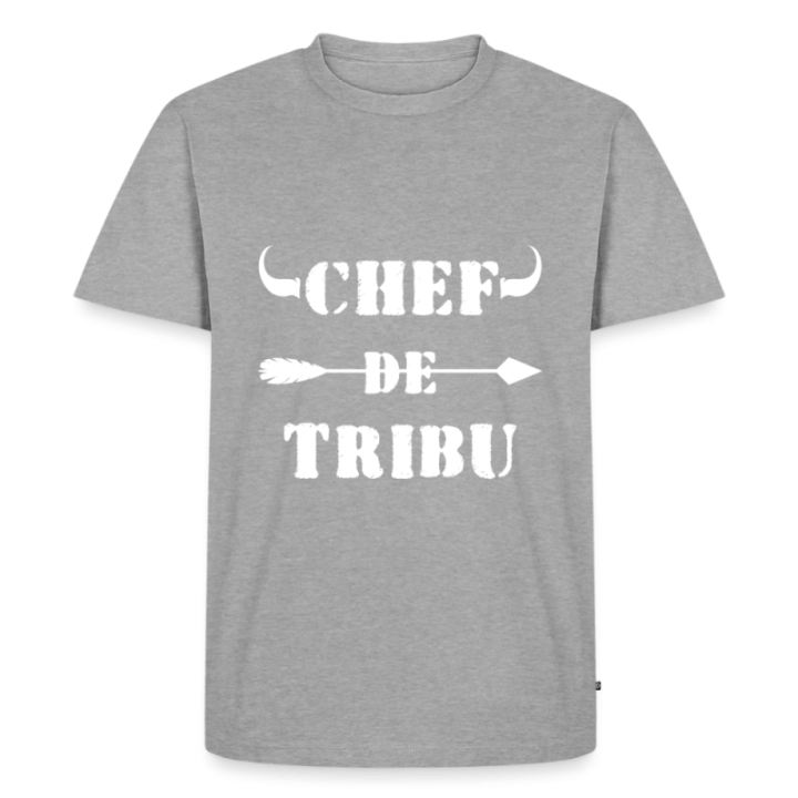 T-shirt premium homme - Chef de tribu - gris chiné - front