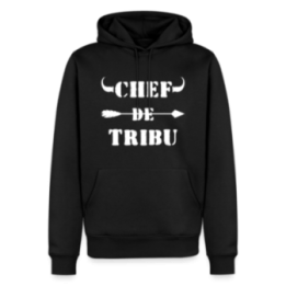 Sweat-shirt à capuche premium homme - Chef de tribu - noir - front