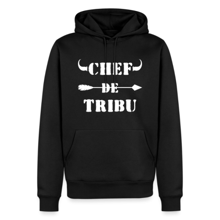 Sweat-shirt à capuche premium homme - Chef de tribu - noir - front