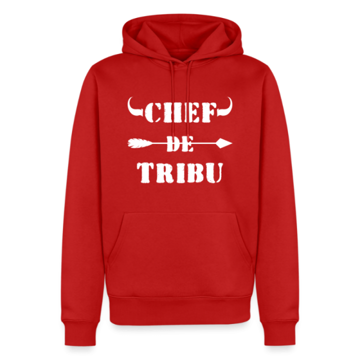 Sweat-shirt à capuche premium homme - Chef de tribu - rouge - front