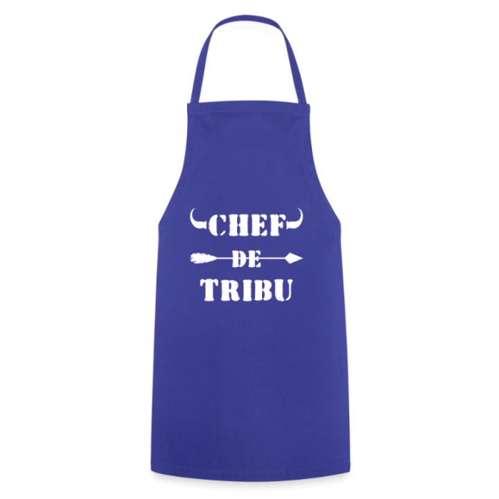 Tablier de cuisine - Chef de tribu - bleu royal - front
