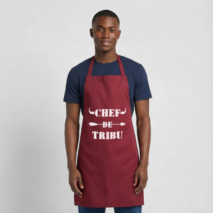 Tablier de cuisine - Chef de tribu - bordeaux - front